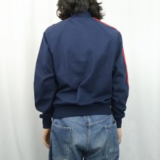 画像3: 80's adidas ロゴ刺繍 ポリエステル×コットン トラックジャケット NAVY M (3)