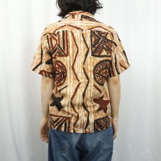 画像3: 60〜70's Island Casuals オールオーバーパターン 古銭ボタン オープンカラーシャツ (3)