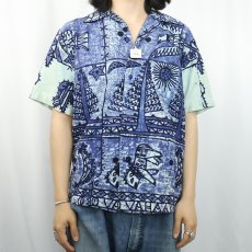 画像2: 60〜70's Polynesian Bazaar オールオーバーパターン オープンカラーシャツ (2)