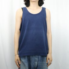 画像2: 80〜90's Eddie Bauer コットン無地タンクトップ NAVY (2)