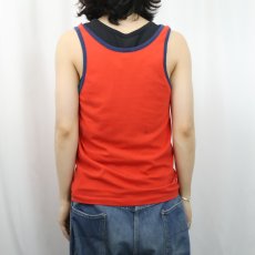画像3: 70's Golden Vee パイピング ポリエステル×コットン無地タンクトップ M (3)