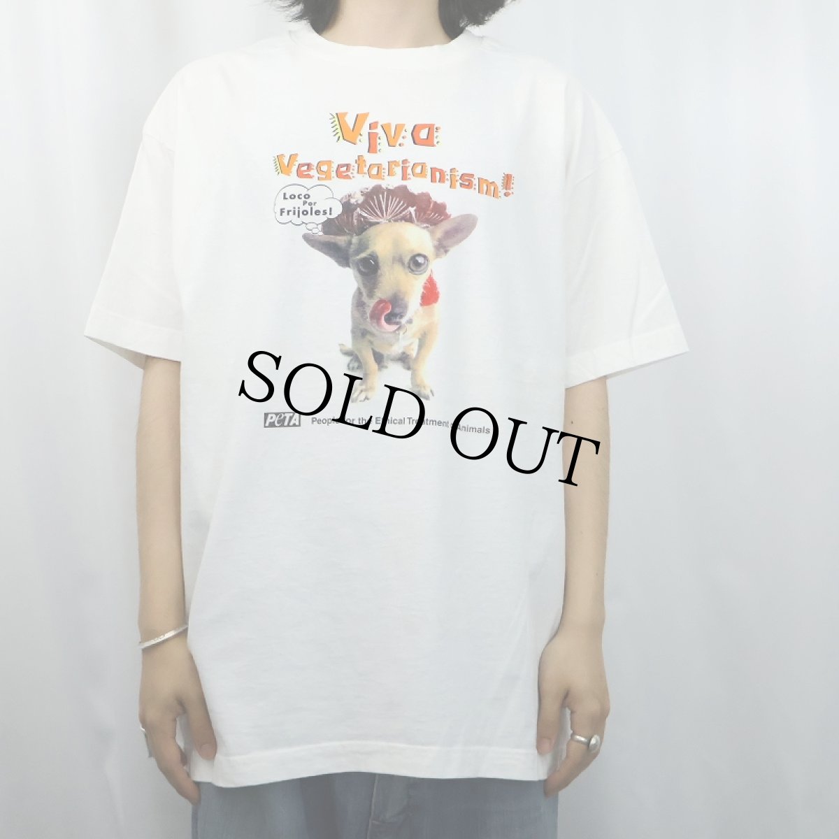 画像2: 90's〜 PETA USA製 "Viva Vegetarianism!" 動物愛護団体 プリントTシャツ XL (2)