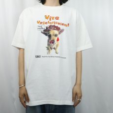 画像2: 90's〜 PETA USA製 "Viva Vegetarianism!" 動物愛護団体 プリントTシャツ XL (2)