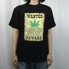 画像2: 90〜2000's "WANTED REWARD” ガンジャプリントTシャツ BLACK M (2)