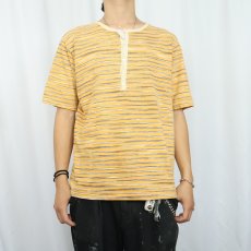 画像2: UNKNOWN マルチボーダー柄 ヘンリーネック Tシャツ (2)