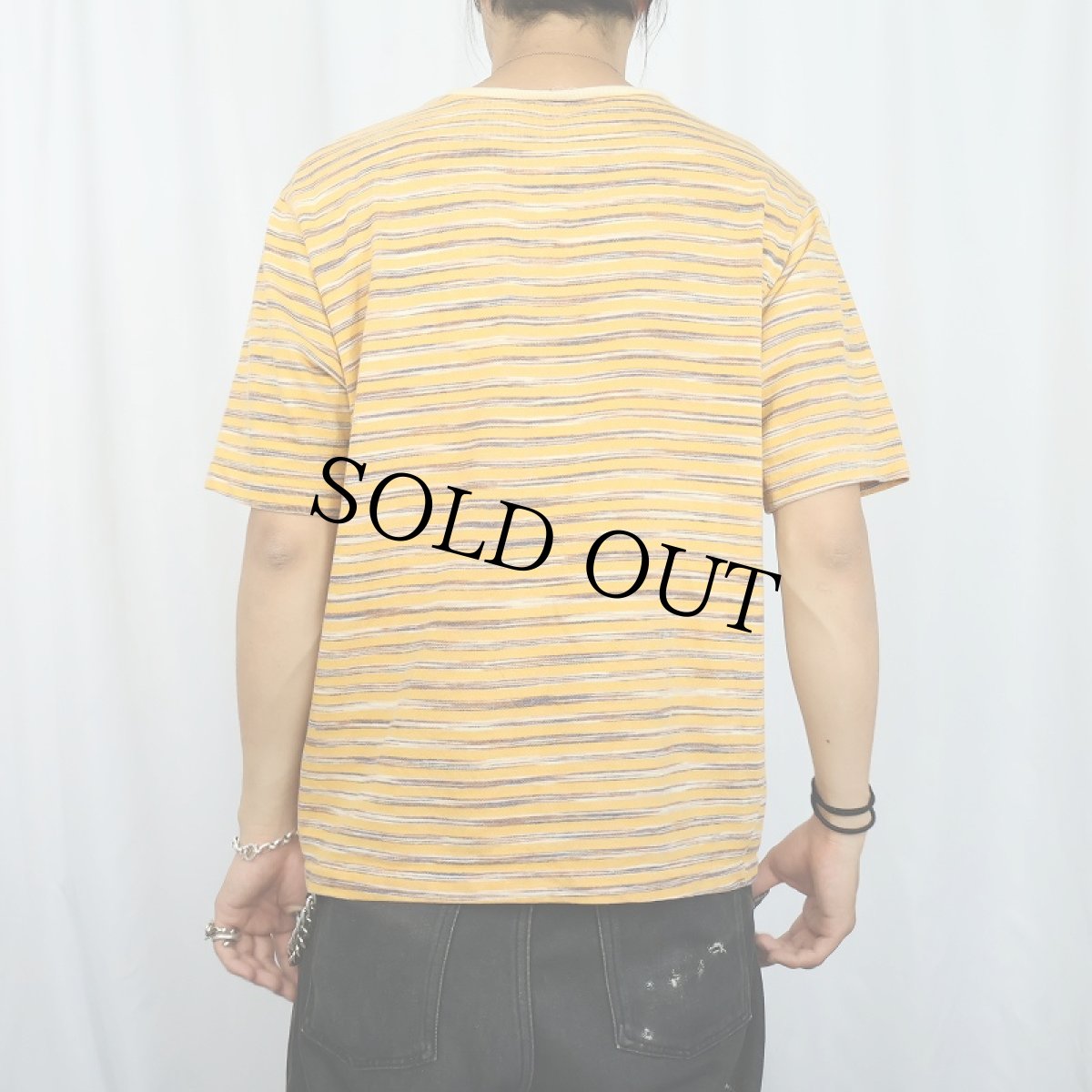 画像3: UNKNOWN マルチボーダー柄 ヘンリーネック Tシャツ (3)