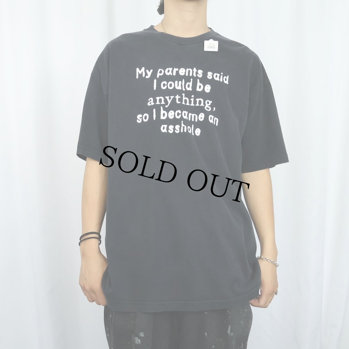 画像2: 2000's "My parents said...” メッセージプリントTシャツ BLACK XL (2)