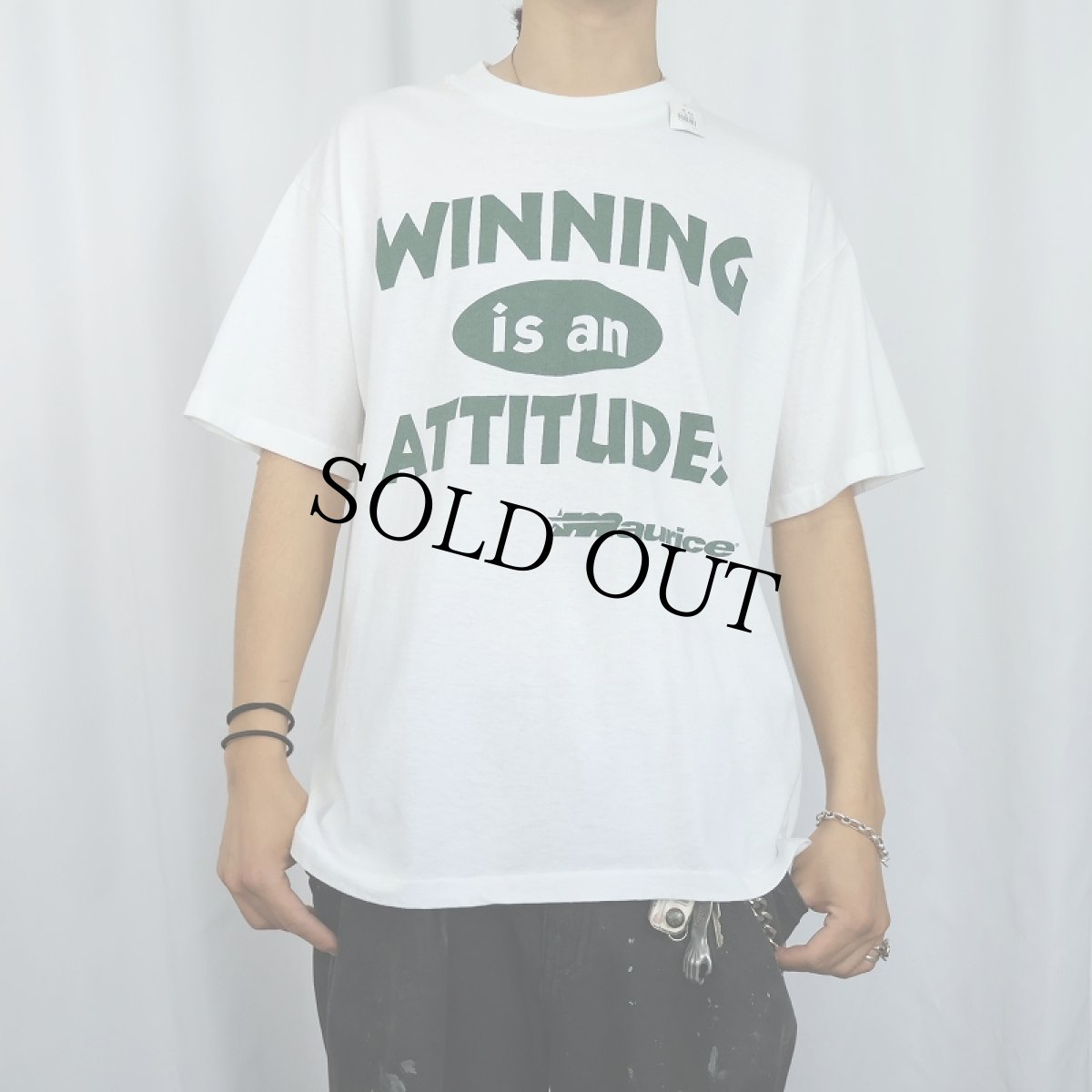 画像2: 90's USA製 "WINNING is an ATTITUDE!” メッセージプリントTシャツ L (2)