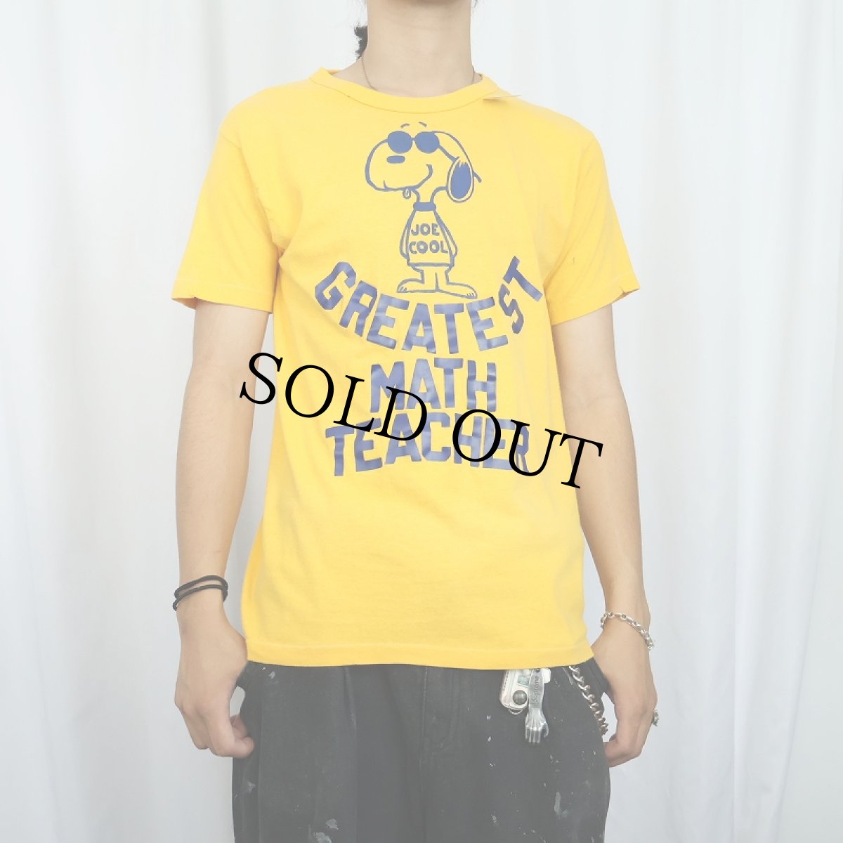 画像2: 70〜80's SNOOPY "JOE COOL" キャラクタープリントTシャツ L (2)