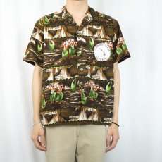 画像2: 60〜70's Hawaiian Holiday "HAWAII STATE JAYCEES" オーバーオールパターン コットンハワイアンシャツ (2)