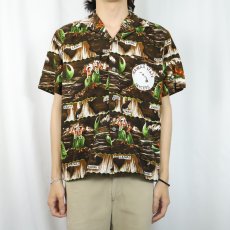 画像2: 60〜70's Hawaiian Holiday "HAWAII STATE JAYCEES" オーバーオールパターン コットンハワイアンシャツ (2)