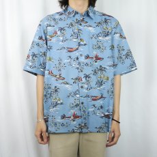 画像2: 90's Reyn Spooner Joe Kealoha オールオーバーパターン コットンハワイアンシャツ M (2)