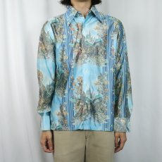 画像2: 70's KENNINGTON 総柄 ポリエステルシャツ M (2)