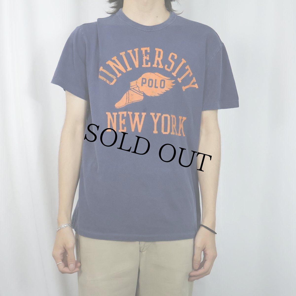 画像2: POLO Ralph Lauren "UNIVERSITY NEW YORK" ウイングフット プリントTシャツ NAVY S (2)