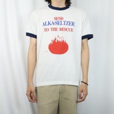 画像2: 80's USA製  "SEND ALKA-SELTZER TO THE RESCUE" メッセージプリント リンガーTシャツ L (2)