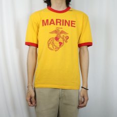 画像2: 80's DG Sports Wear USA製 "MARINE" プリントリンガーTシャツ XL (2)