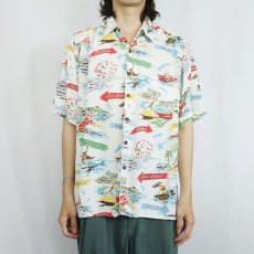 画像2: 80〜90's Reyn Spooner オールオーバーパターン レーヨンハワイアンシャツ M (2)