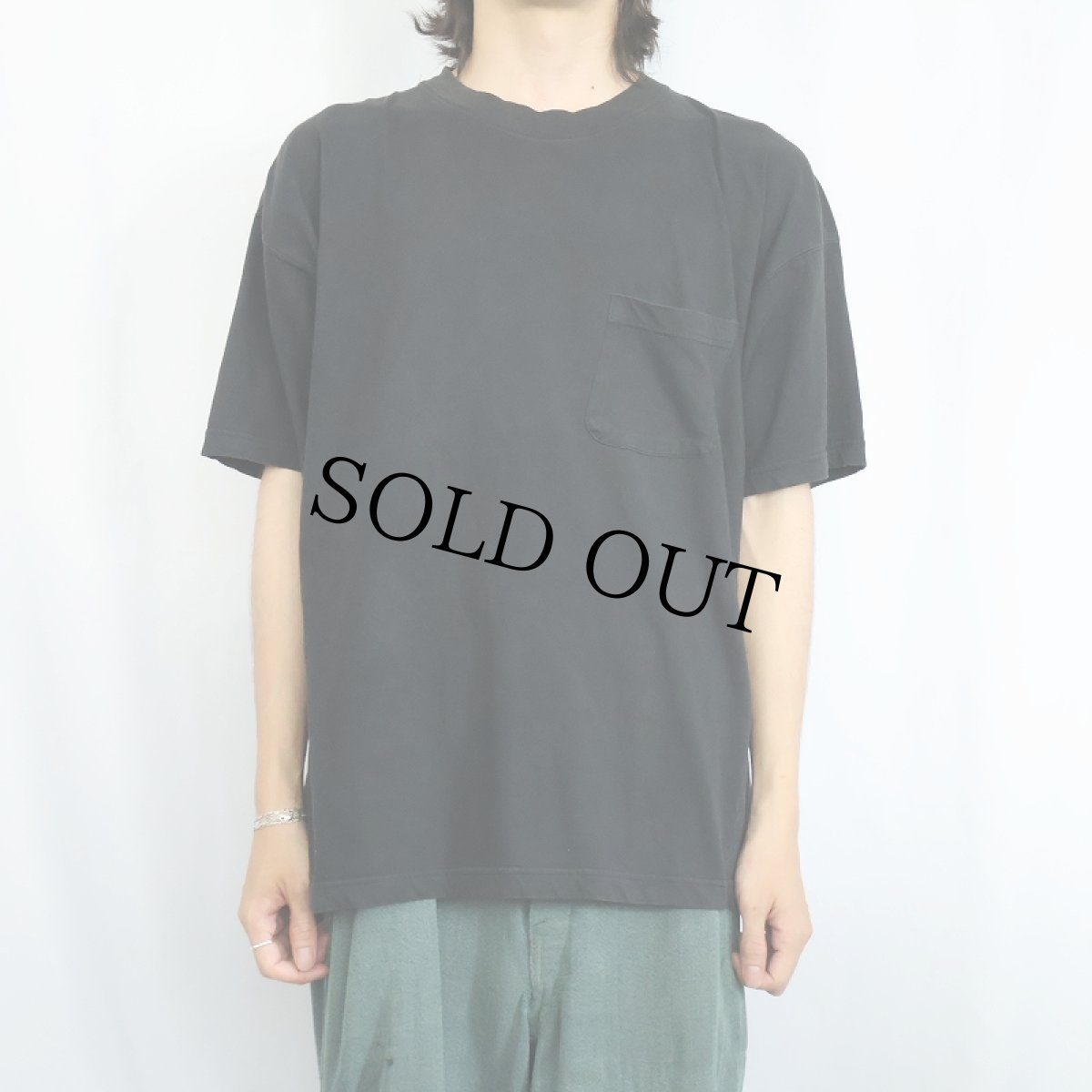 画像2: 80〜90's Eddie Bauer 無地ポケットTシャツ BLACK L (2)