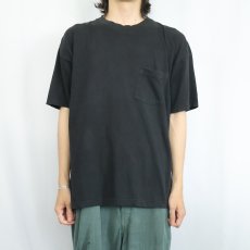 画像2: 80〜90's Eddie Bauer 無地ポケットTシャツ BLACK L (2)