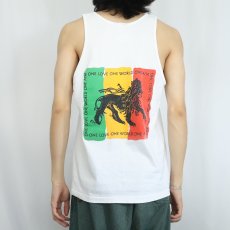 画像4: 90's USA製 "ONE LOVE WORLD AIM" ユダの獅子 プリントタンクトップ L (4)