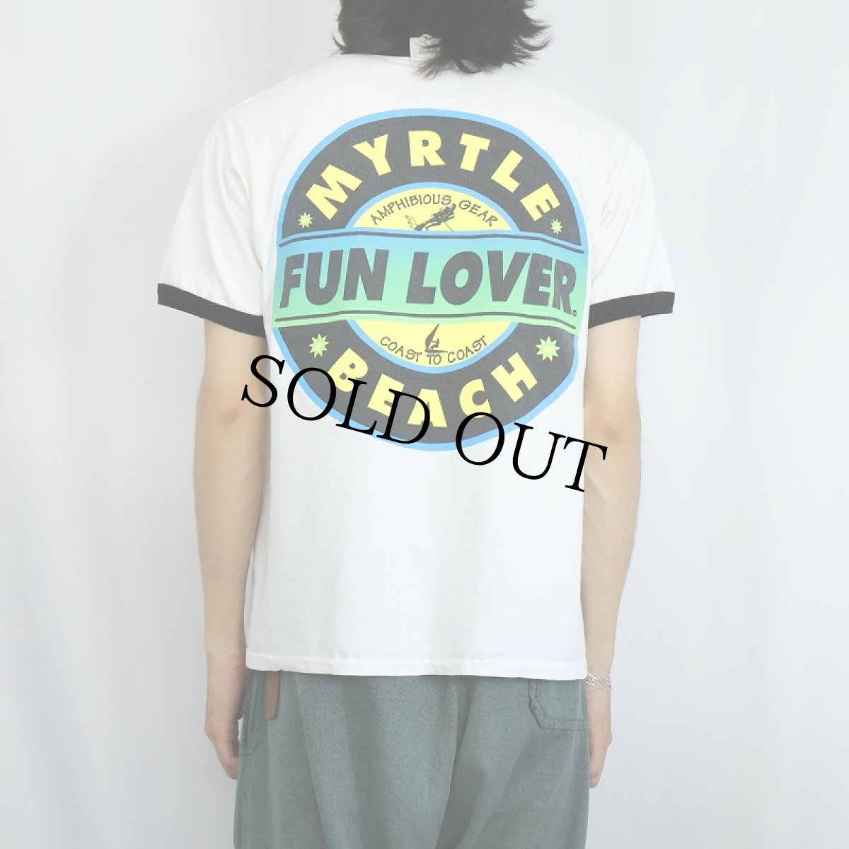 画像4: 90's "MYRTLE BEACH" プリントリンガーTシャツ L (4)