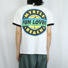 画像4: 90's "MYRTLE BEACH" プリントリンガーTシャツ L (4)