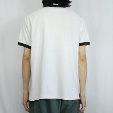 画像3: 90's "SAMEDA" イラストプリントリンガーTシャツ L (3)