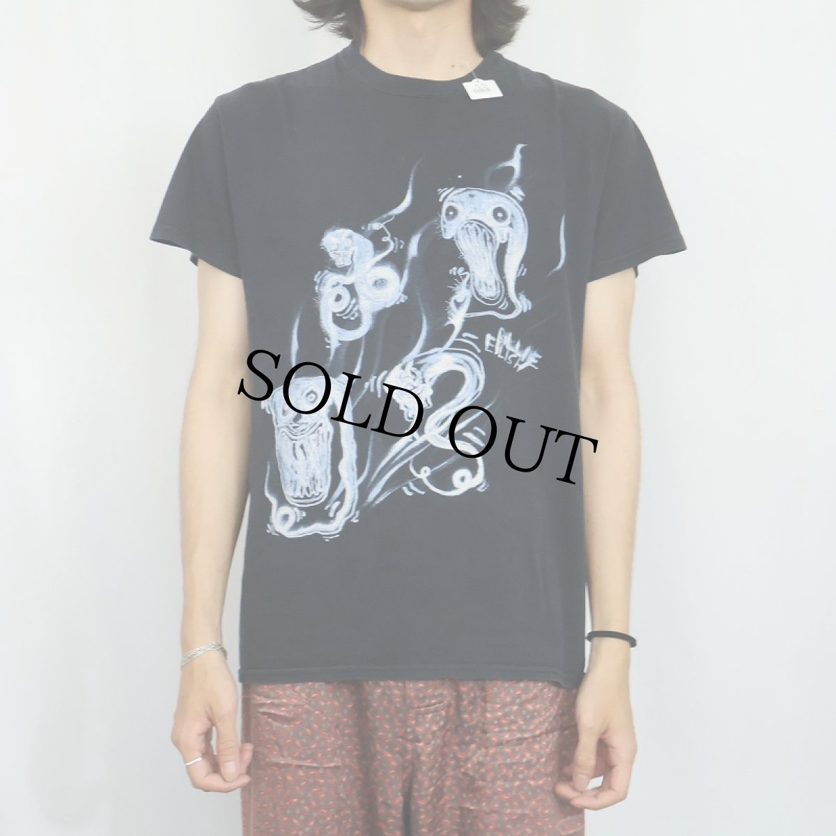 画像2: Billie Eilish ミュージシャン イラストプリントTシャツ M (2)