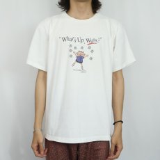 画像2: 90's USA製 "What's Up, Wuss?" イラストプリントTシャツ L (2)