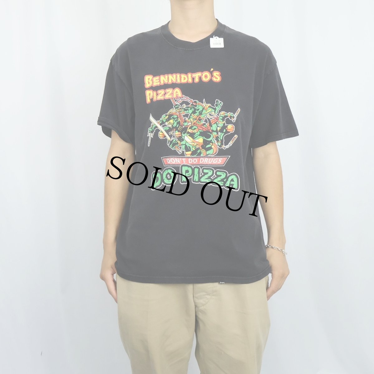 画像2: 2000's Teenage Mutant Ninja Turtles "DON'T DO DRUGS, DO PIZZA " キャラクタープリントTシャツ BLACK L (2)