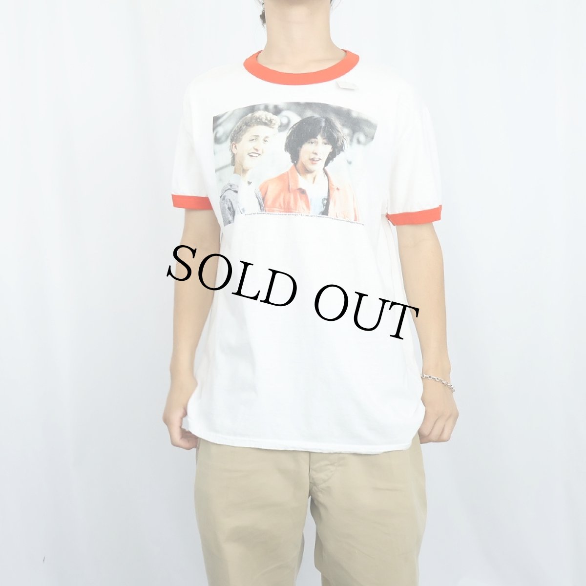 画像2: "Bill & Ted's Excellent Adventure" SFコメディ映画 プリントリンガーTシャツ XL (2)