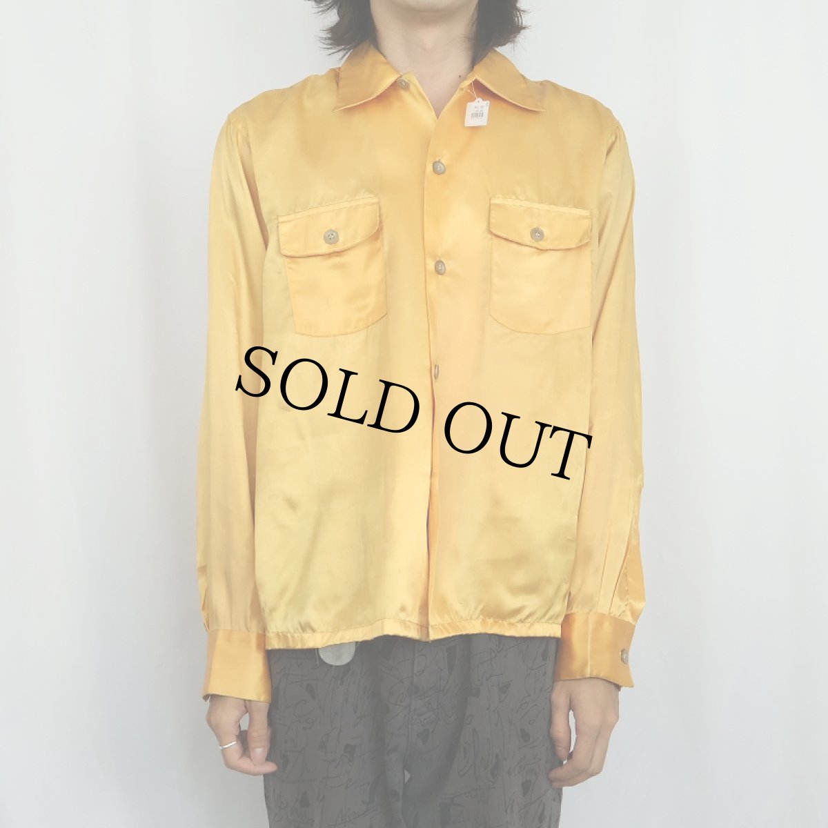 画像2: 40's ELHABANA サテンシャツ M (2)