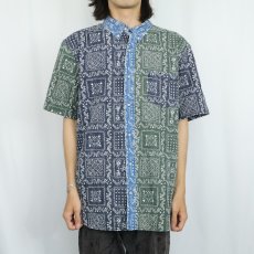 画像2: 90's Reyn Spooner クレイジーパターン 3点留め コットンハワイアンシャツ XL (2)