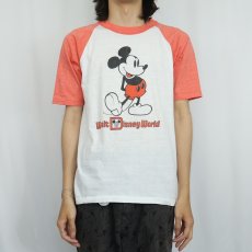 画像2: 80's Disney MICKEY MOUSE USA製 "Walt Disney World" 白靴ミッキー キャラクタープリントラグランTシャツ M (2)