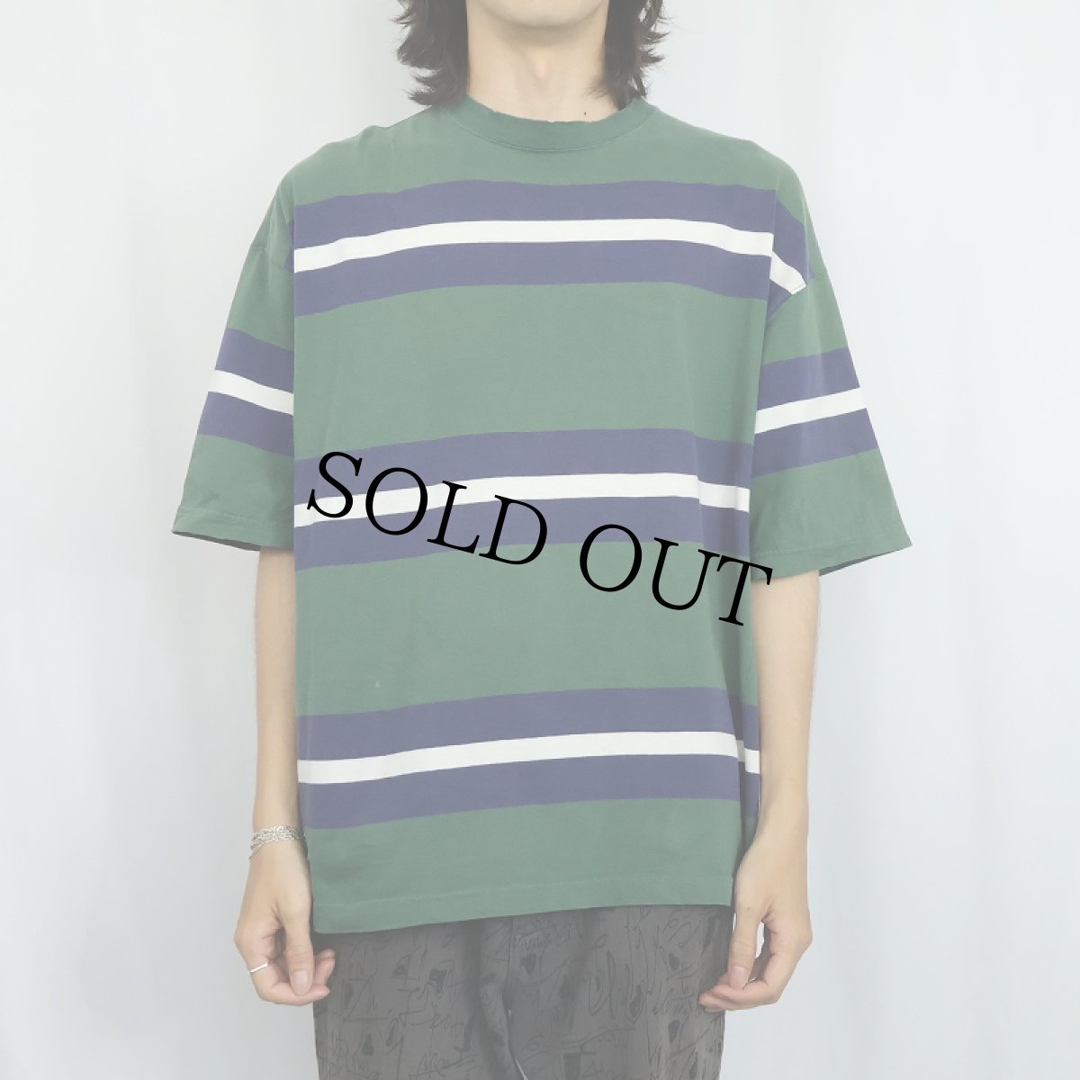 画像2: 90's GAP USA製 マルチボーダー柄 Tシャツ L (2)
