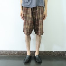 画像2: BANANA REPUBLIC チェック柄 リネンショーツ W37 (2)