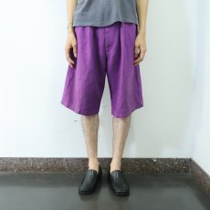 画像2: 60〜70's 2タック リネンショーツ W36 (2)