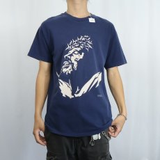 画像2: 90's "MARCH FOR JESUS" ジーザスプリントTシャツ NAVY M (2)