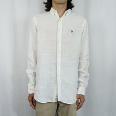 画像2: Ralph Lauren "CLASSIC FIT" リネンボタンダウンシャツ S (2)