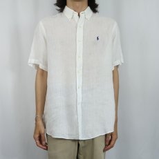 画像2: Ralph Lauren "CUSTOM FIT" リネンボタンダウンシャツ L (2)