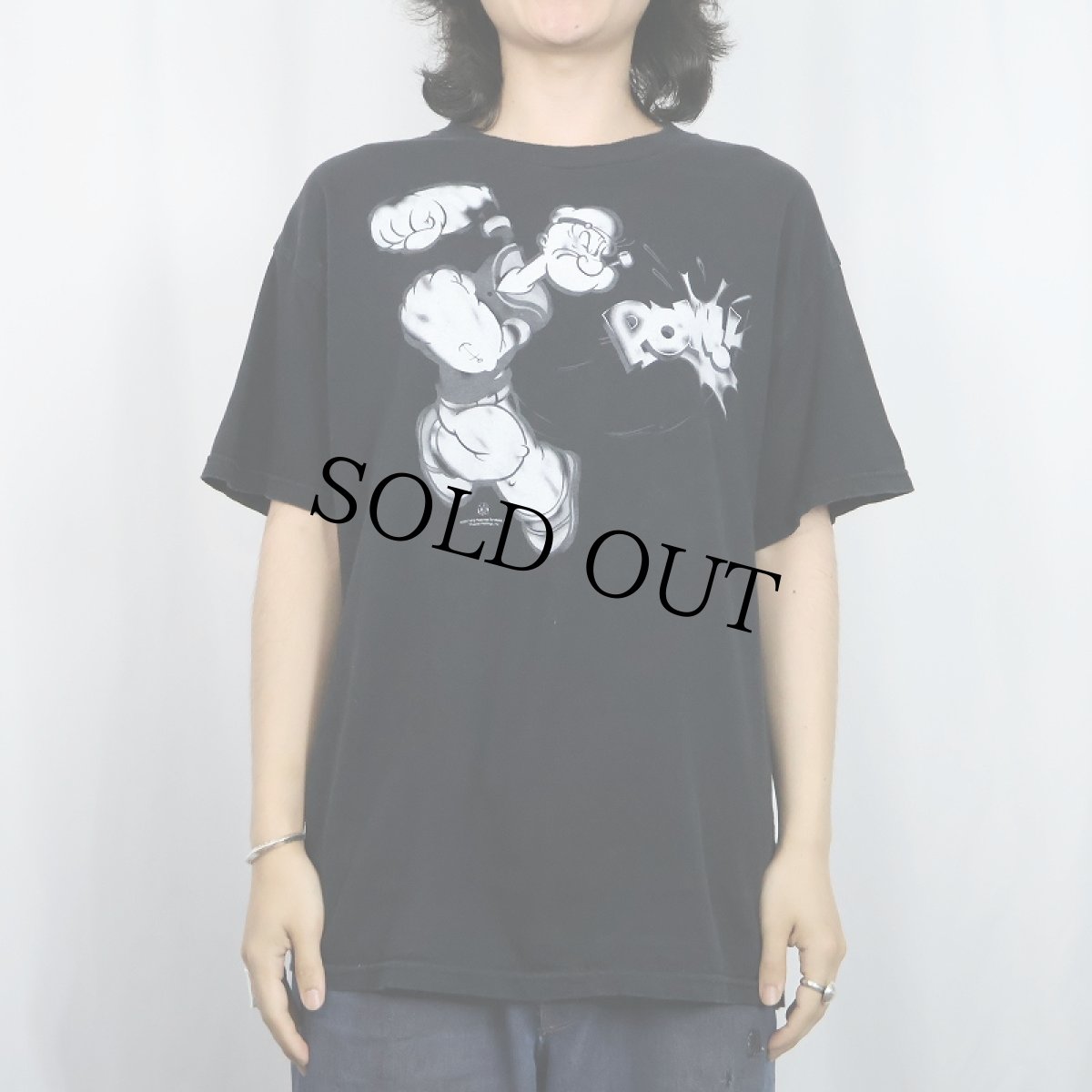 画像2: 2000's POPEYE "POW!" キャラクタープリントＴシャツ BLACK L (2)