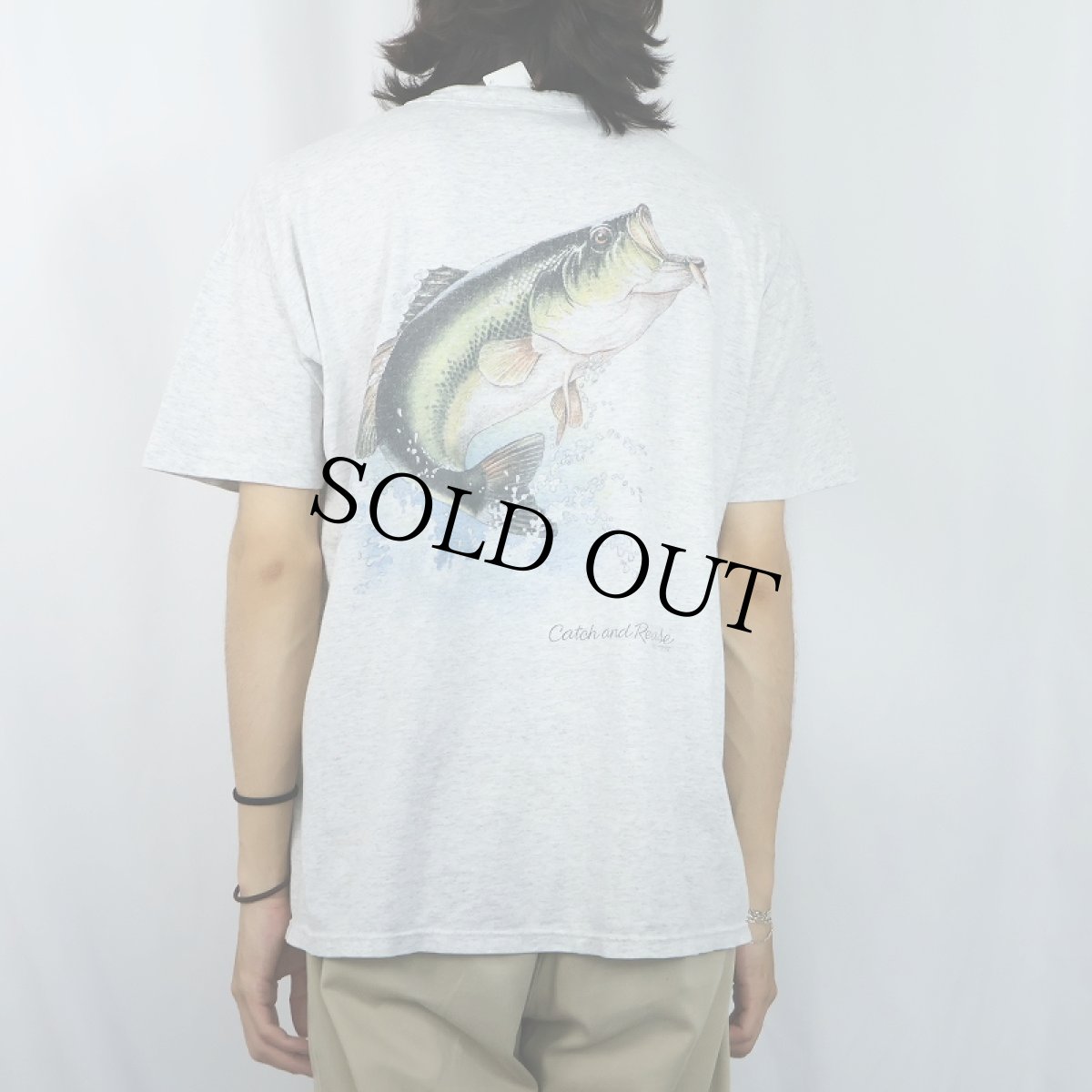 画像4: 80's USA製 "Catch and Release" 魚プリントTシャツ XL (4)