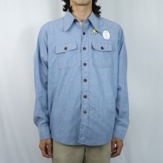 画像3: 70's Distinctive Sportswear 刺繍入り シャンブレーシャツ  (3)