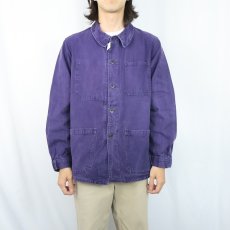 画像2: 60〜70's コットンワークカバーオール NAVY (2)