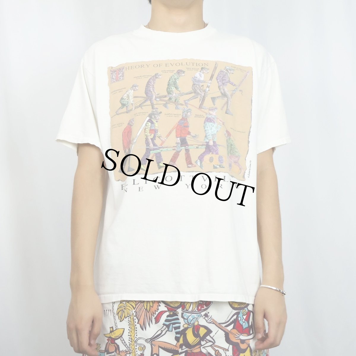 画像2: 90's Backcountry Clothing "THEORY OF EVOLUTION" イラストプリントTシャツ L (2)