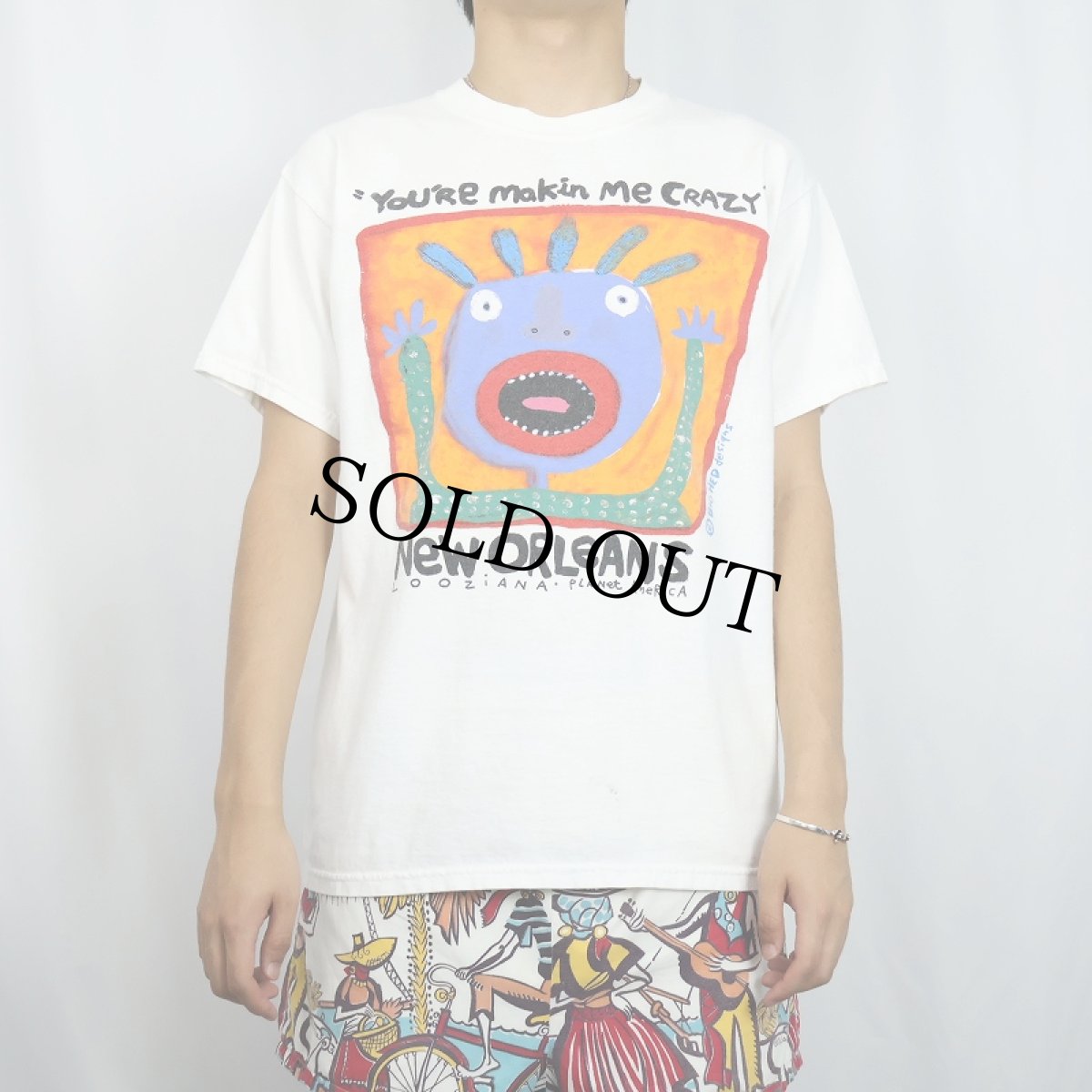 画像3: 90's〜 BIG HED "YOU'RE MAKIN ME CRAZY" アートプリントTシャツ L (3)
