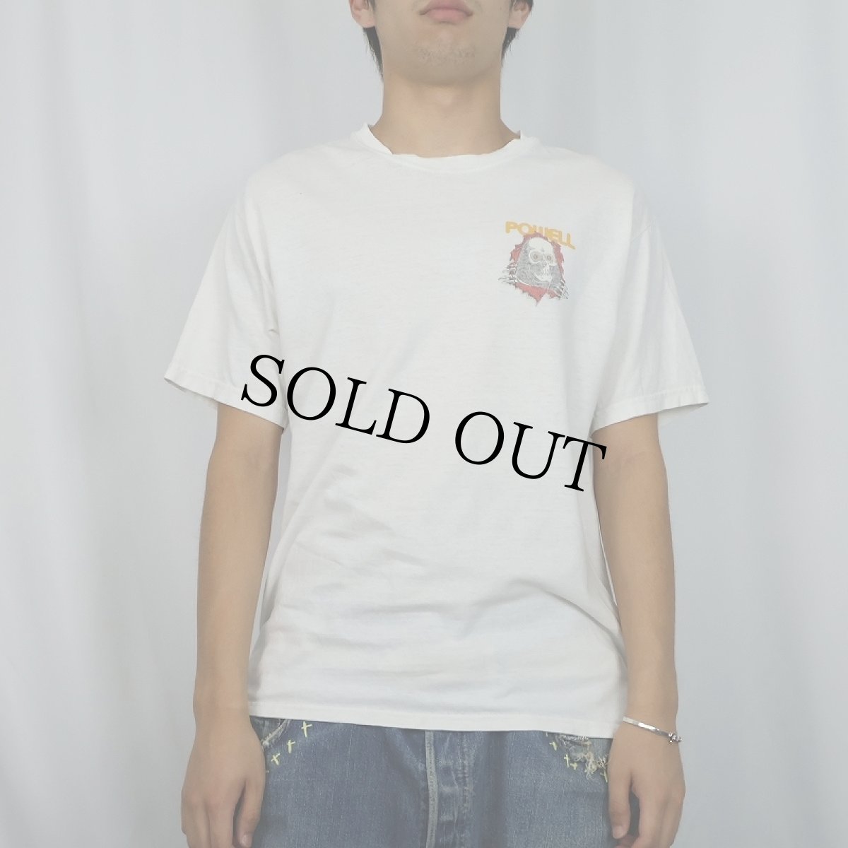 画像3: 2000's POWELL PERALTA スカルプリントTシャツ M (3)