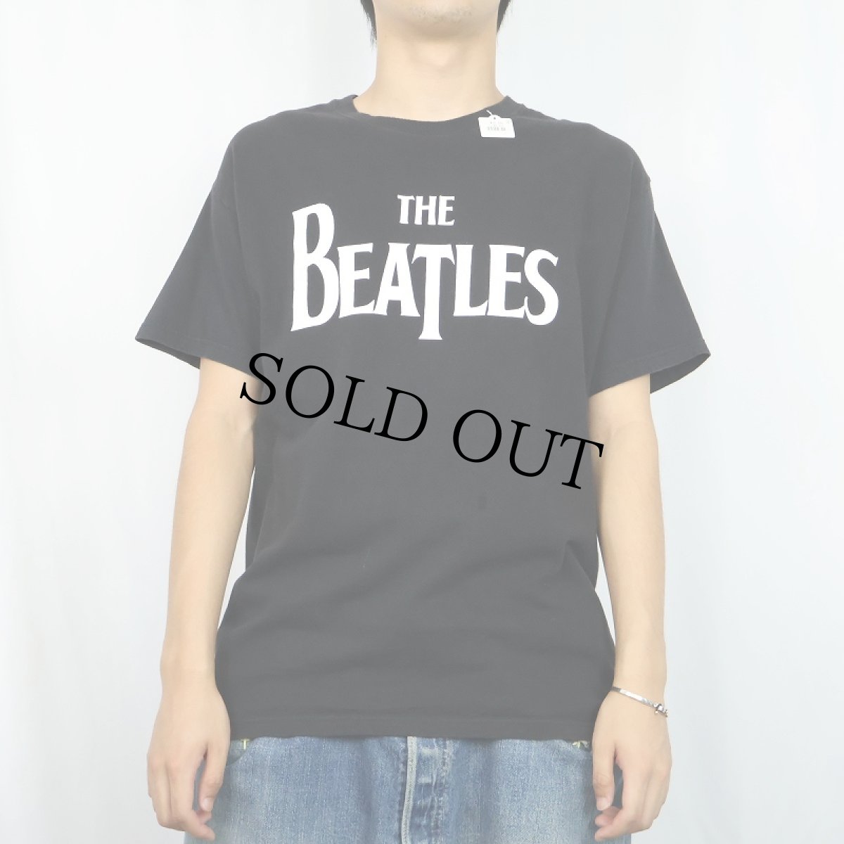 画像2: THE BEATLES ロックバンド ロゴプリントTシャツ BLACK L (2)