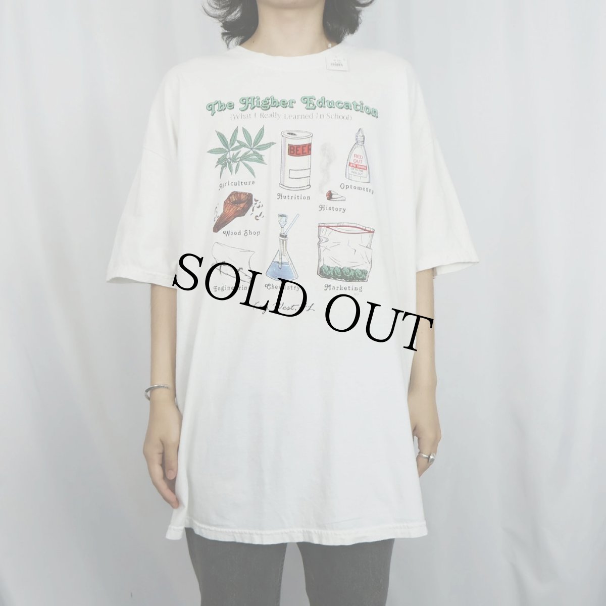 画像2: "The Higher Education" ガンジャプリントTシャツ 2XL (2)