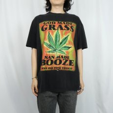 画像3: "GOD MADE GRASS MAN MADE BOOZE,,," ガンジャプリントTシャツ BLACK XL (3)